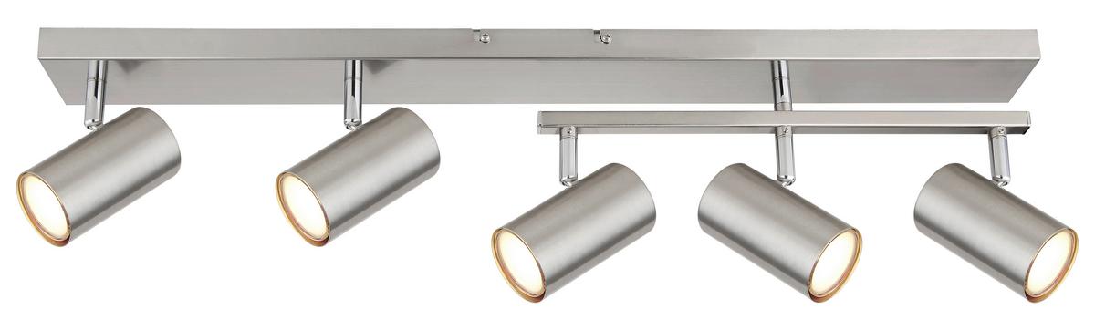 Strahler 5-Flammig verstellbar L: 70 cm - Chromfarben, Design, Metall (70/35/17cm) - Globo