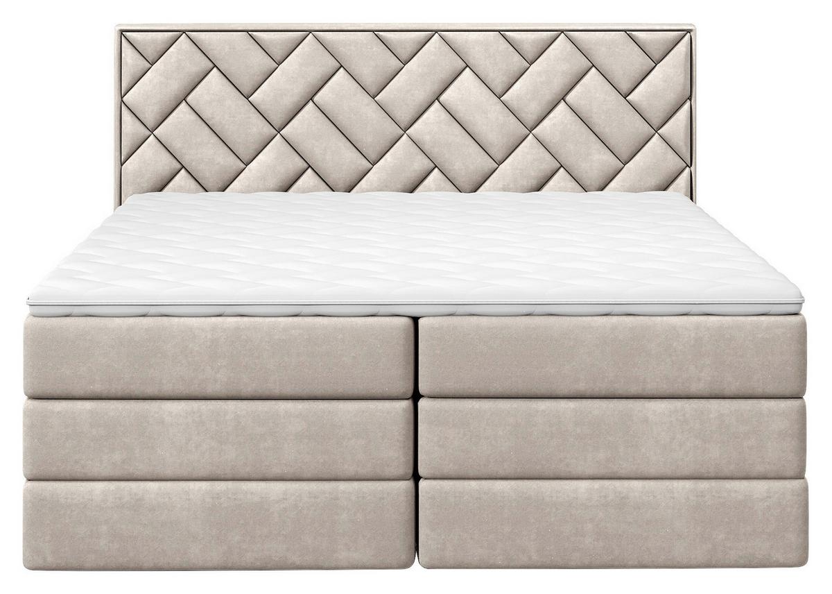 Boxspringbett Mit Topper & Bettkasten 140x200 Loreno - Beige/Schwarz, MODERN, Holzwerkstoff/Textil (140/200cm) - MID.YOU