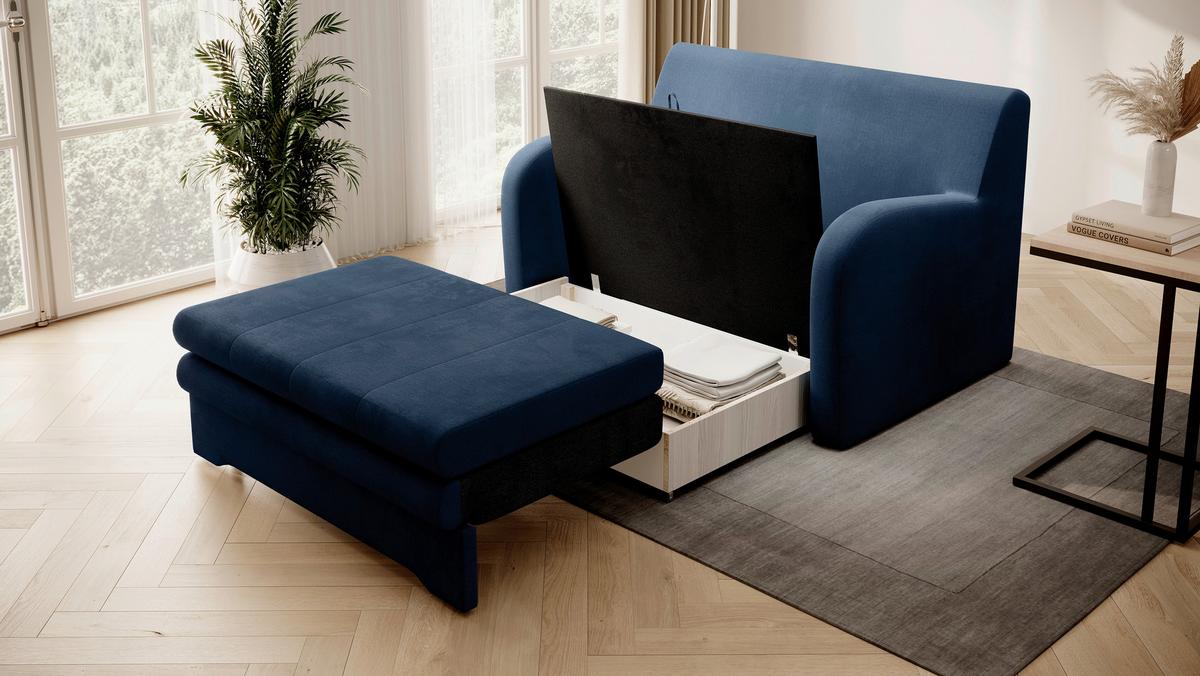 Schlafsofa Ario Blau B: 244 Cm - Blau/Schwarz, Design, Textil (244/97/97cm) - MID.YOU