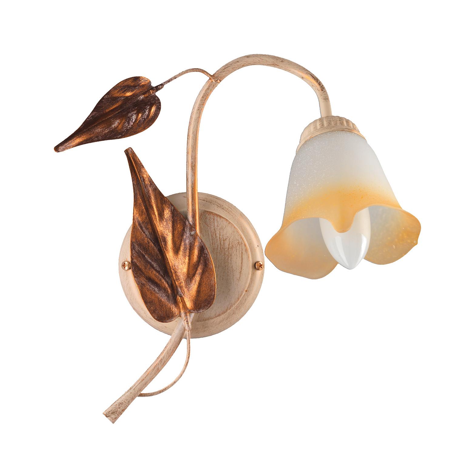 Wandleuchte 4647/Ap1 - Beige/Weiß, Natur, Glas/Metall (30/30/35cm)