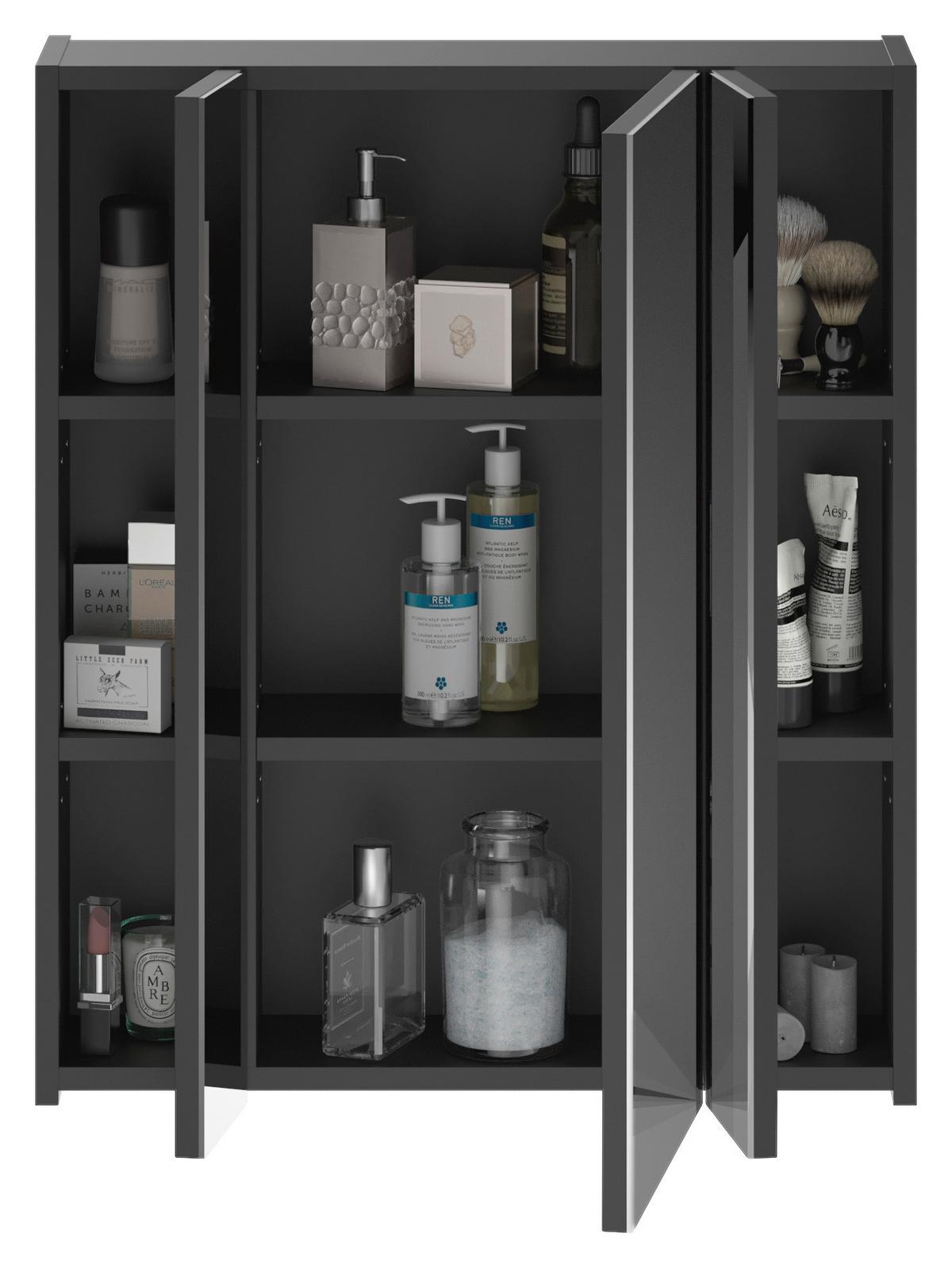 Spiegelschrank Linus Schwarz Spiegelglas B: 60 cm - Schwarz, MODERN, Glas/Holzwerkstoff (60/71/19cm) - MID.YOU