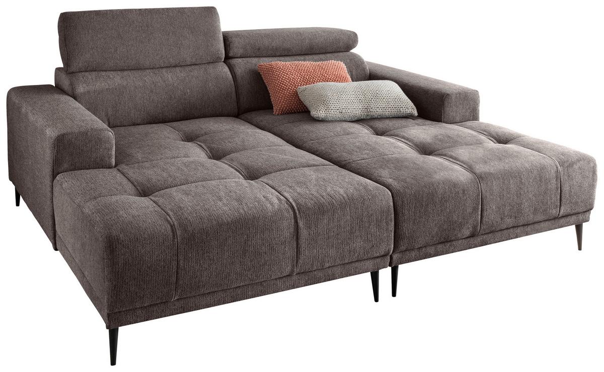 Ecksofa Intera Graubraun S: 200x188 Cm - Graubraun/Schwarz, KONVENTIONELL, Textil (200/188cm) - Livetastic