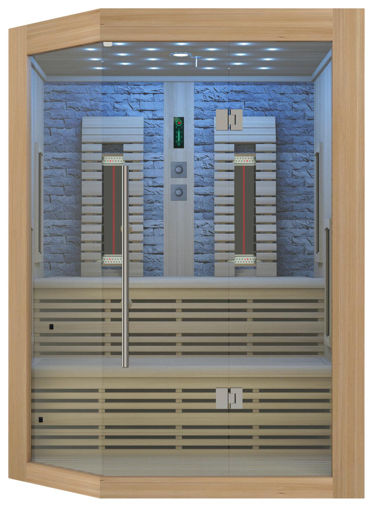 Infrarotkabine Kiruna 3-4 Personen - Naturfarben, Basics, Glas/Holz (160/210/160cm) - Sanotechnik