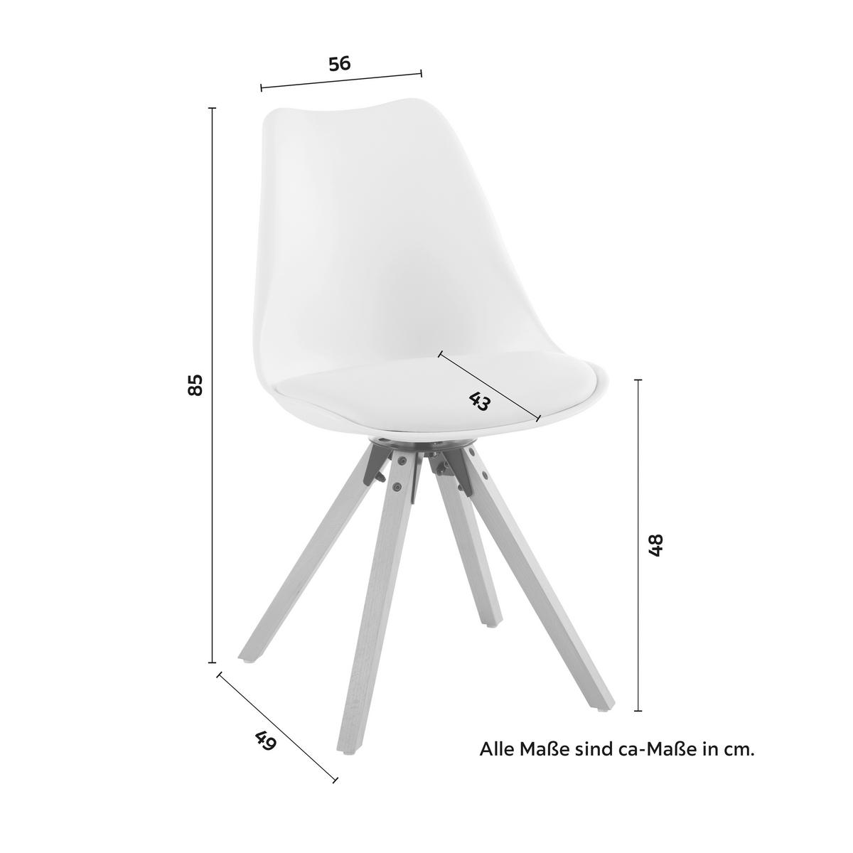Otočná židle RICKY 2 - bílá/barvy buku, Moderní, dřevo/textil (56/85/49cm) - Bessagi Home