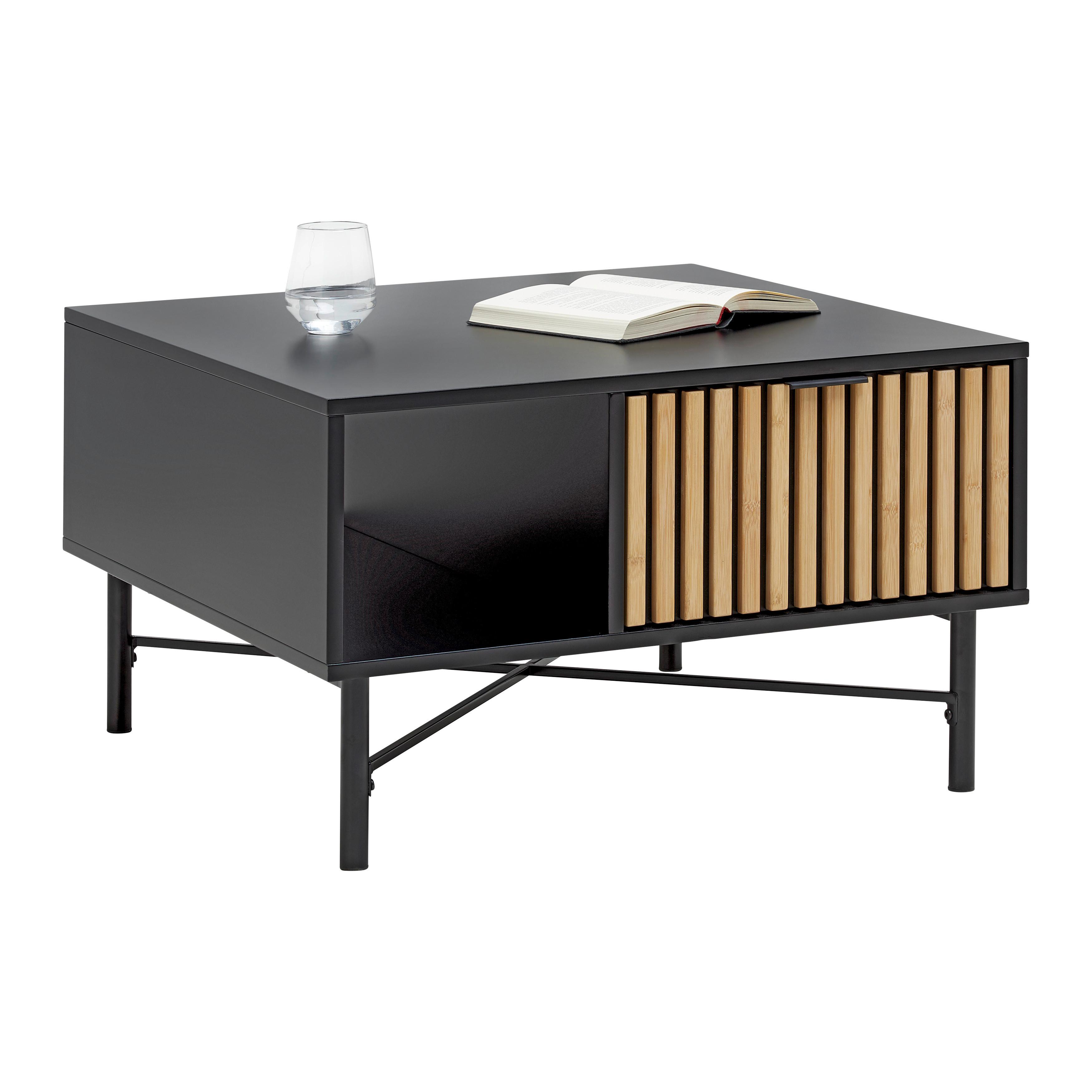 KONFERENČNÍ STOLEK MADRID - černá/přírodní barvy, Moderní, kov/dřevo (70/70/43cm) - Mömax