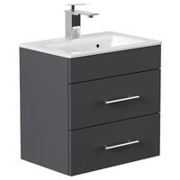 Badezimmer Portus Graphitfarben B: 50 cm - Graphitfarben/Weiß, MODERN, Keramik/Holzwerkstoff (50cm) - MID.YOU