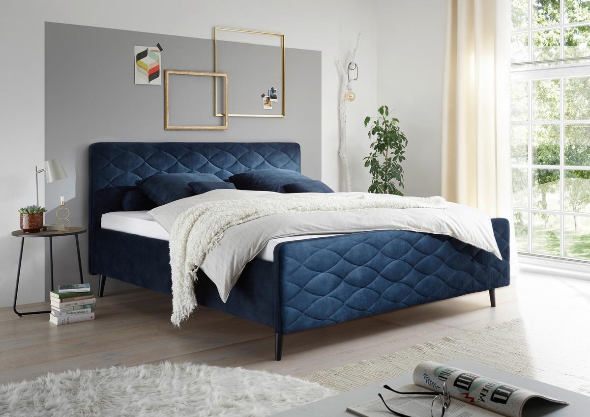 Polsterbett Mario A 180x200 Dunkelblau - Dunkelblau, Basics, Holzwerkstoff/Textil (180/200cm) - MID.YOU
