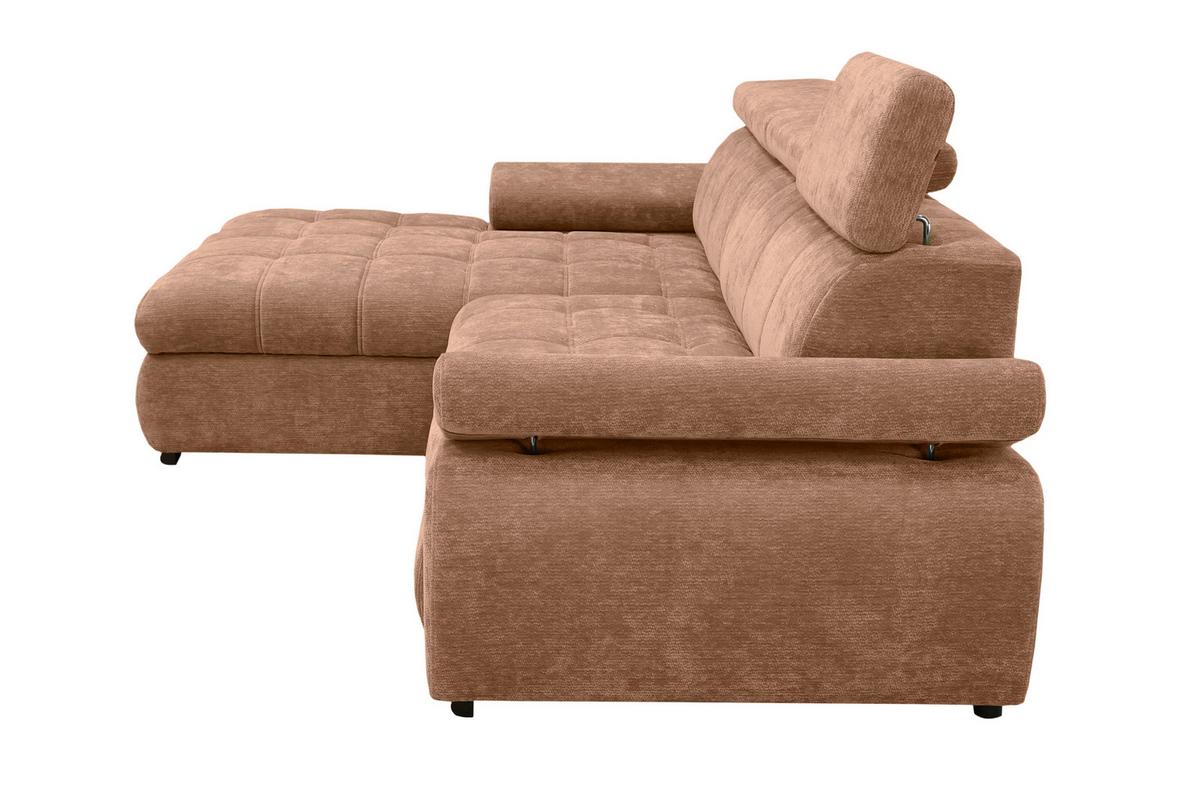 Rohová sedačka VEGAS, levá, terracottová žinylka - černá/terracotta, Design, dřevo/textil (173/294cm)