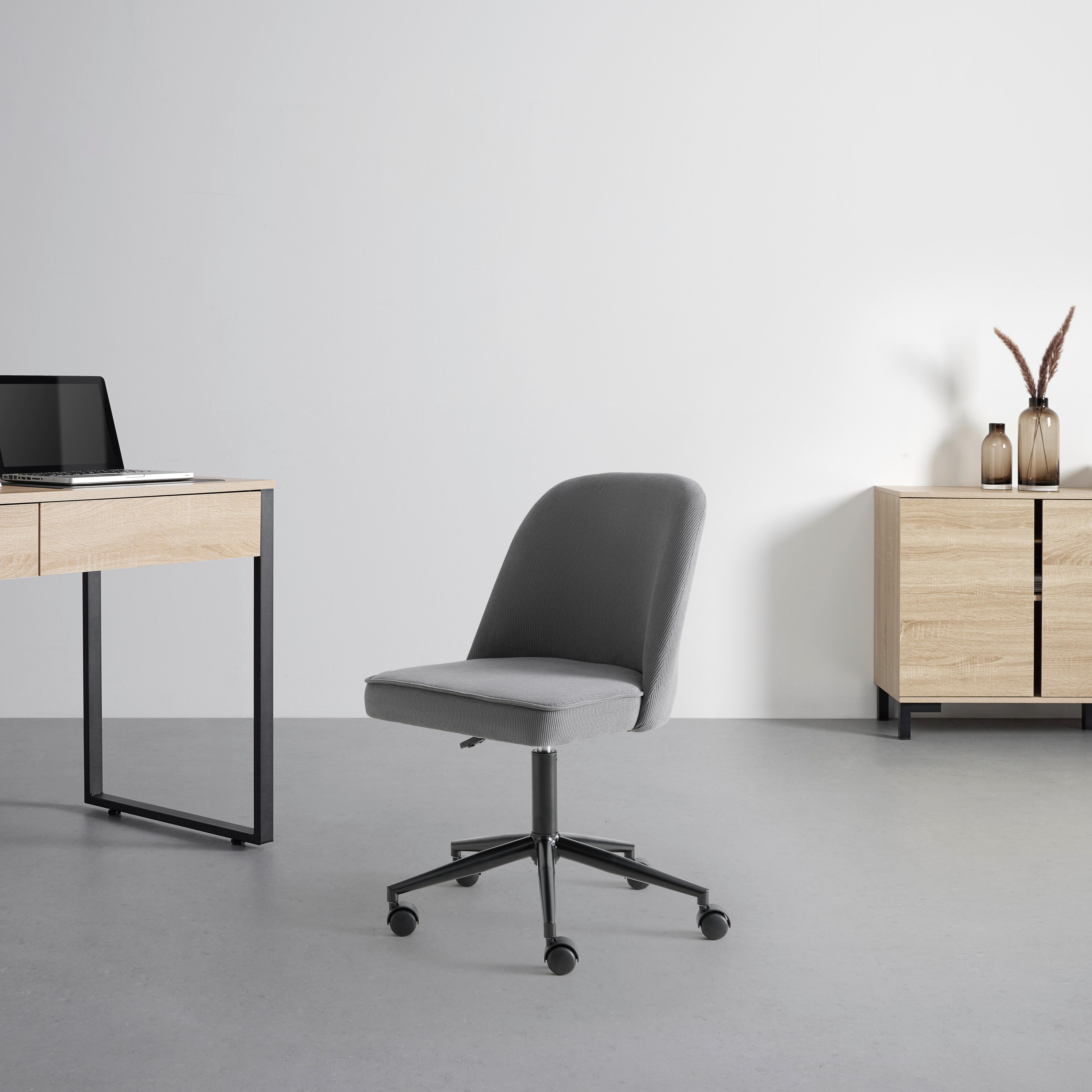 Kancelářska židle BEETLE -EXKLUSIV- - šedá/černá, Moderní, kov/dřevo (48/85-94/56cm) - Mömax