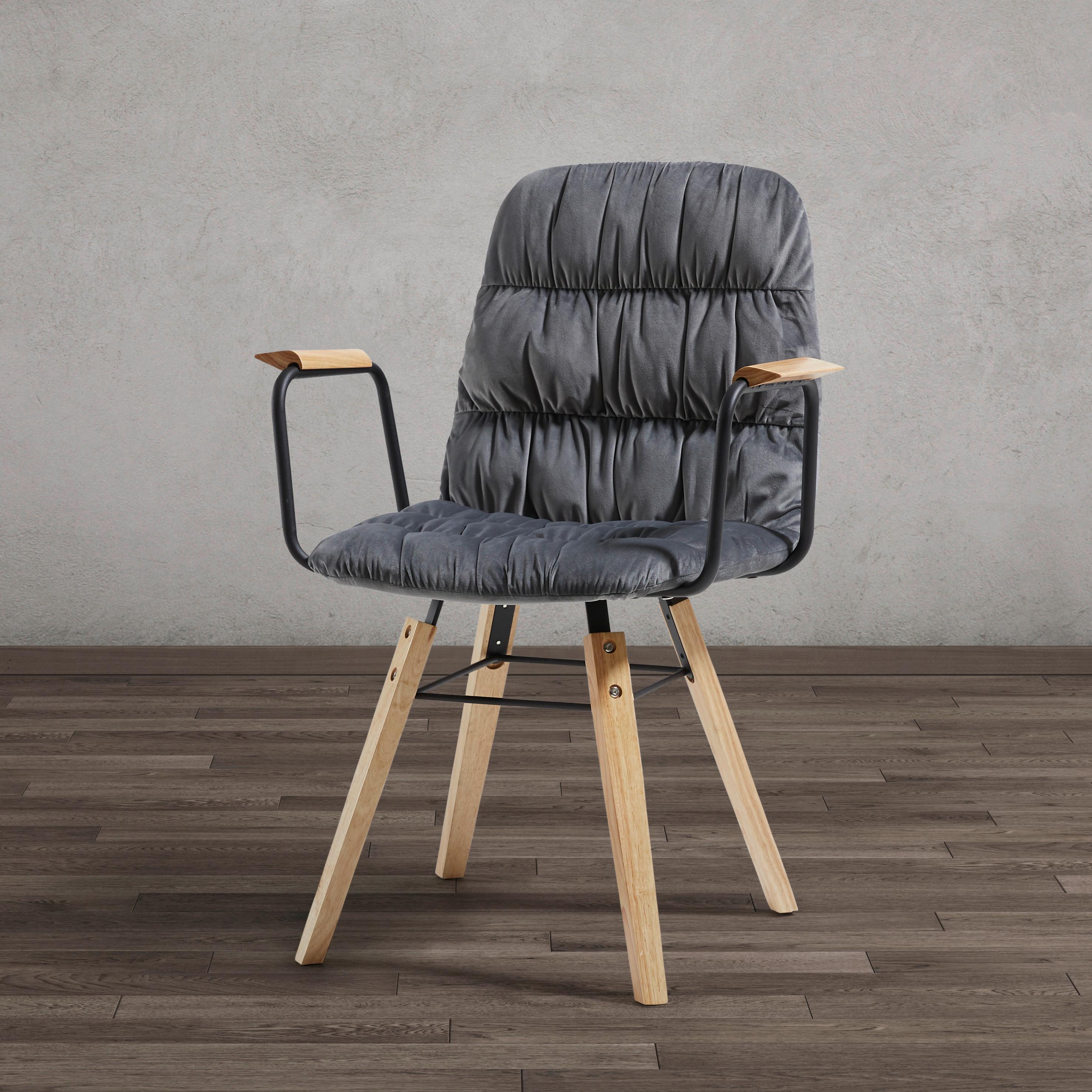 Židle S Podroučkami Jan - šedá/barvy buku, Moderní, dřevo/textil (65/59/86cm) - Modern Living