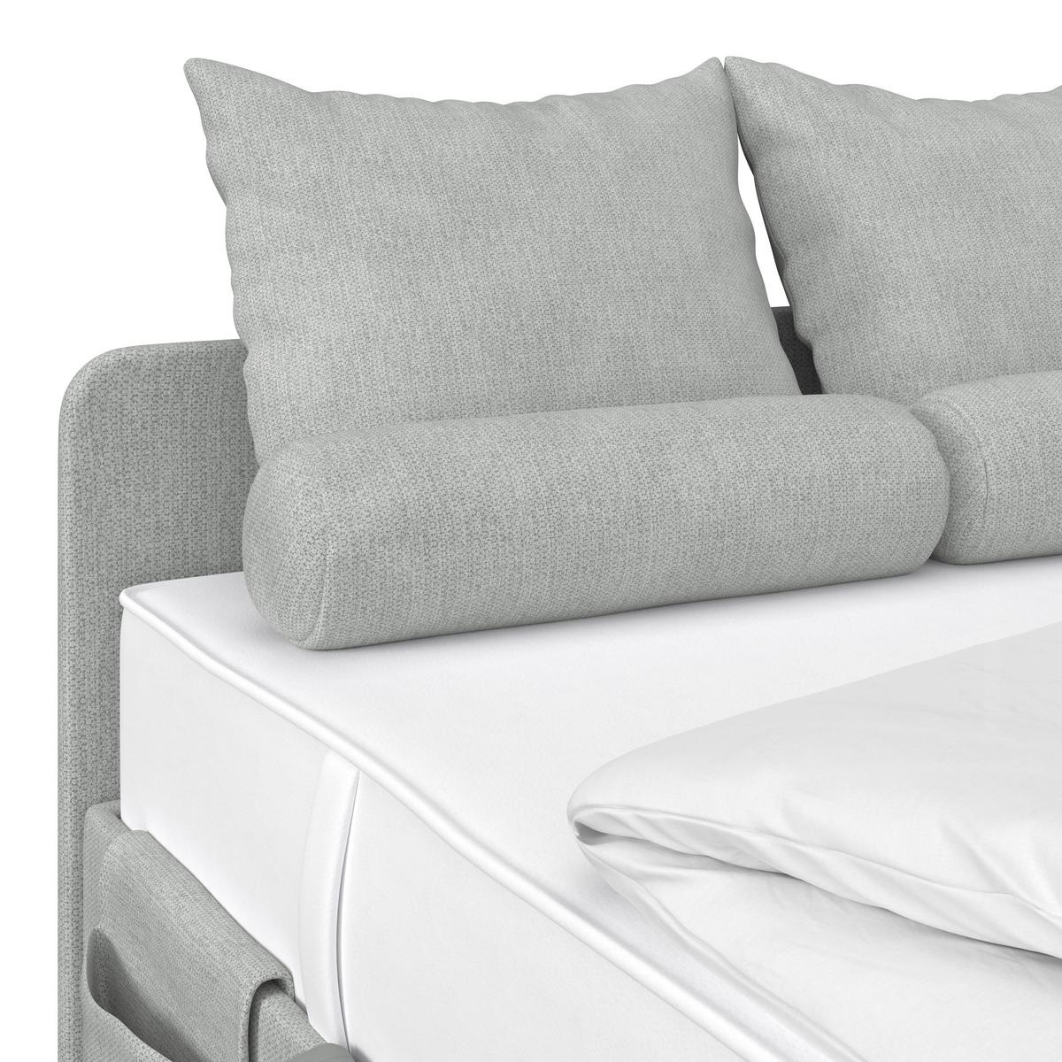 Kárpitozott Ágy Remi 120/200cm - ezüstszínű/sötétszürke, Modern, textil/fa (120/200cm)
