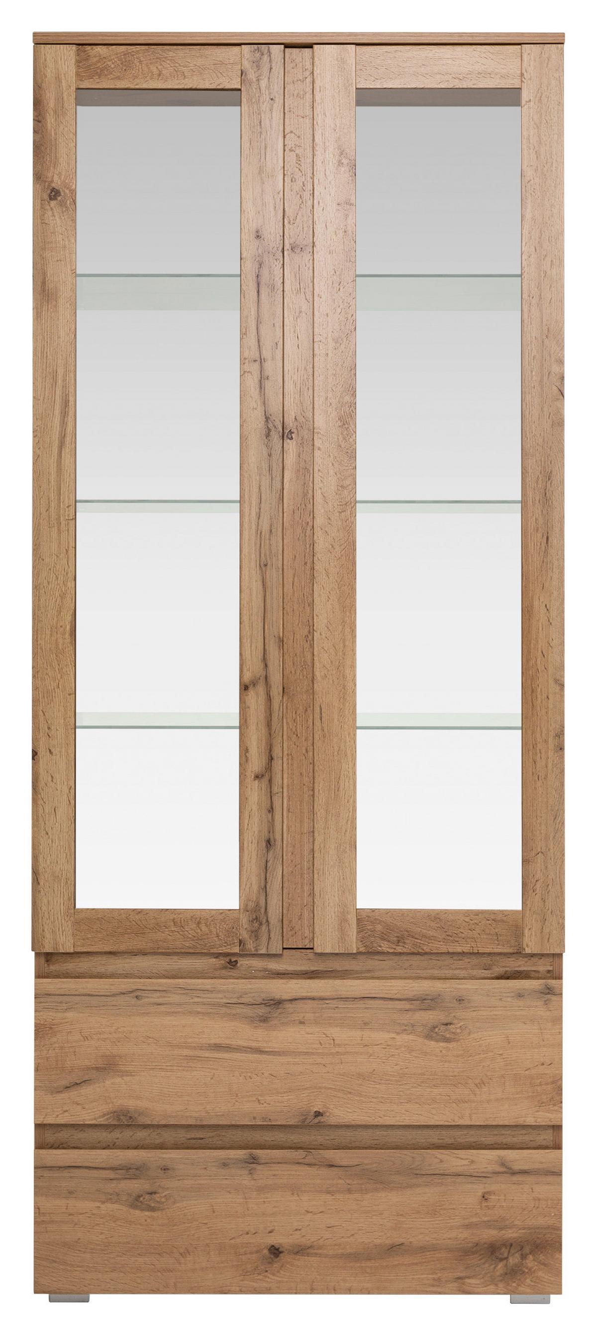 Vitrine Image 50 Eichefarben - Eichefarben/Silberfarben, KONVENTIONELL, Glas/Holzwerkstoff (80/191/40cm) - MID.YOU