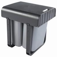 Abfallsammler Aladin 2x8l Handauszug BxHxT 29x36x33 cm - Dunkelgrau/Silberfarben, Basics, Kunststoff (29/36/33cm) - HKT