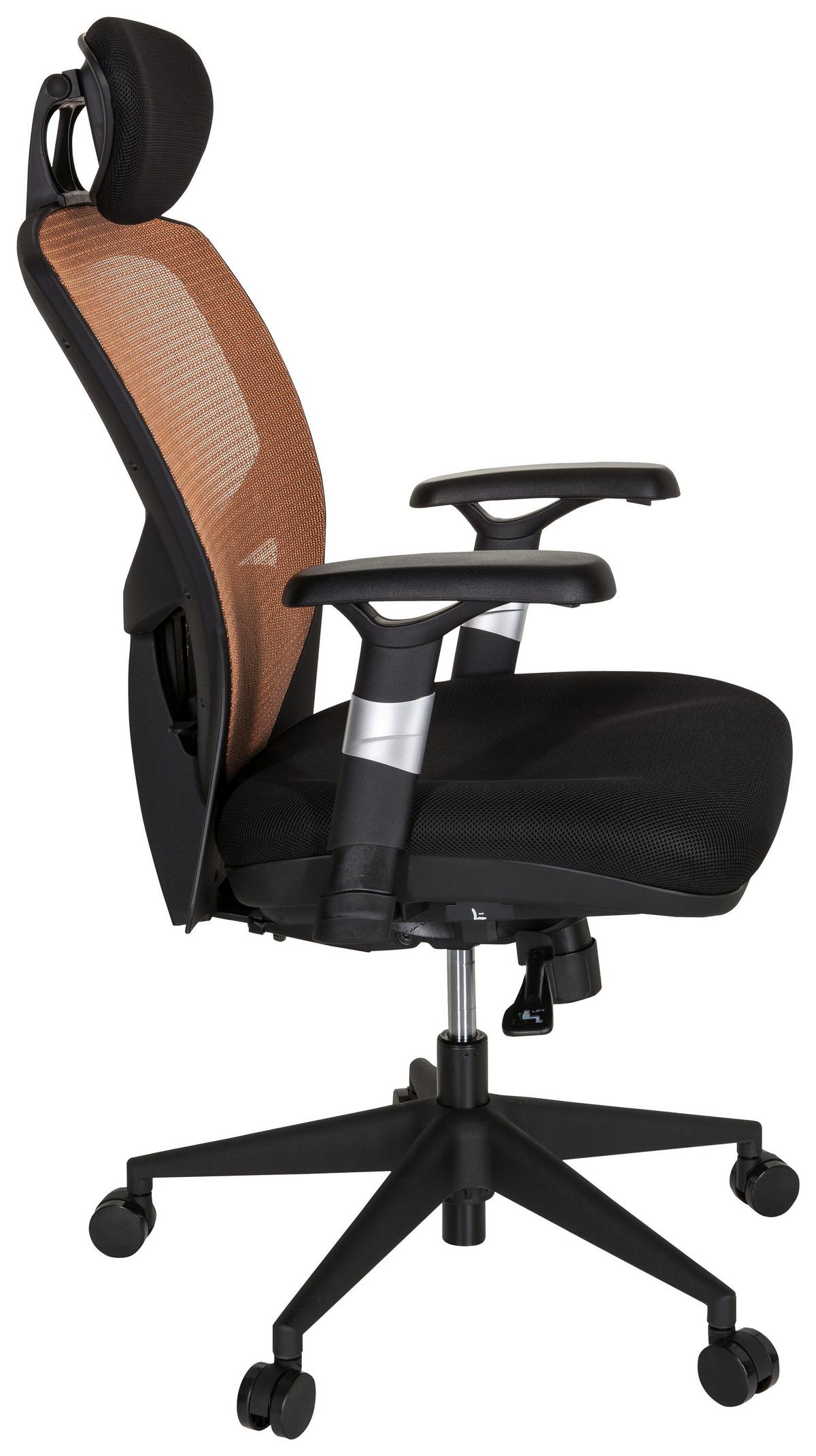 Bürostuhl Venus Base Orange/schwarz Bis 120 Kg - Schwarz/Orange, Basics, Kunststoff/Textil (66/117/65cm) - MID.YOU