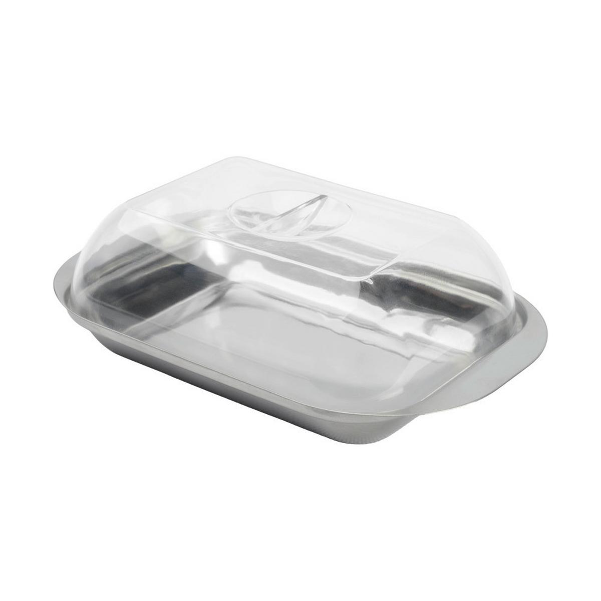 Butterdose Transparent/Edelstahl - Edelstahlfarben/Transparent, Basics, Kunststoff/Metall (17,9/5,5/11,2cm)