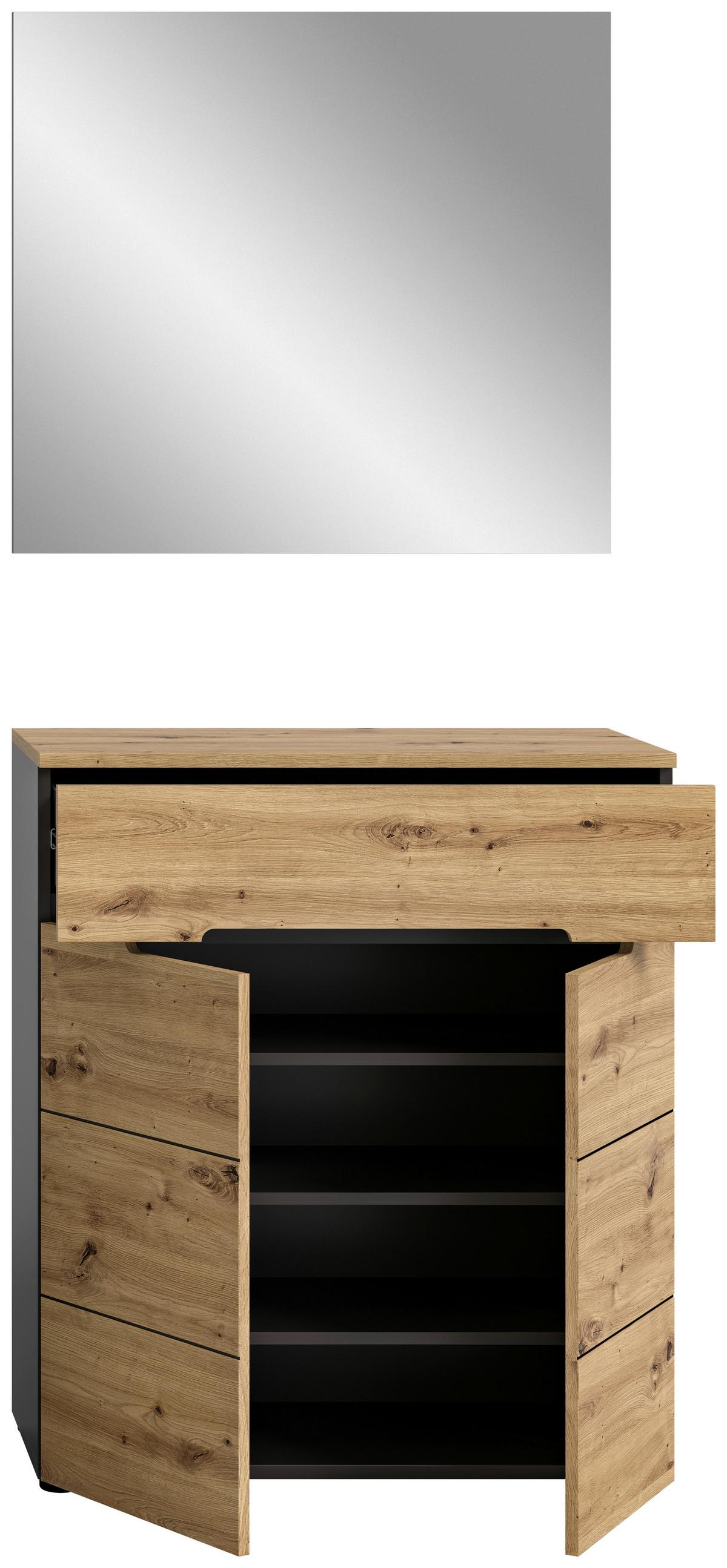 Garderobe Canu Eiche Artisan B: 80 cm - KONVENTIONELL, Glas/Holzwerkstoff (80/190/37cm) - MID.YOU