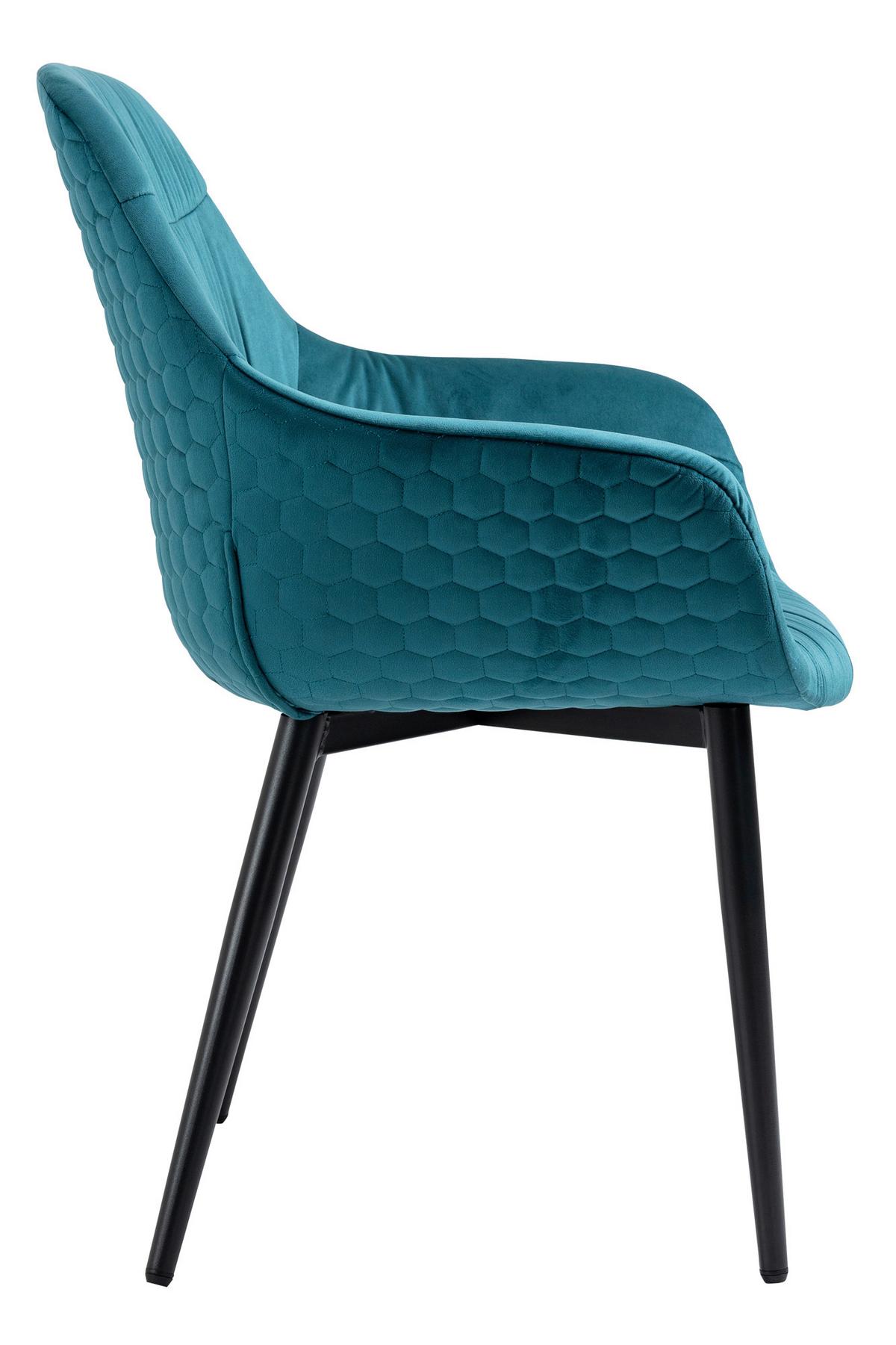 Armlehnstuhl Türkis B: 63 Cm - Türkis/Schwarz, MODERN, Textil/Metall (63/81,5/61cm) - Livetastic