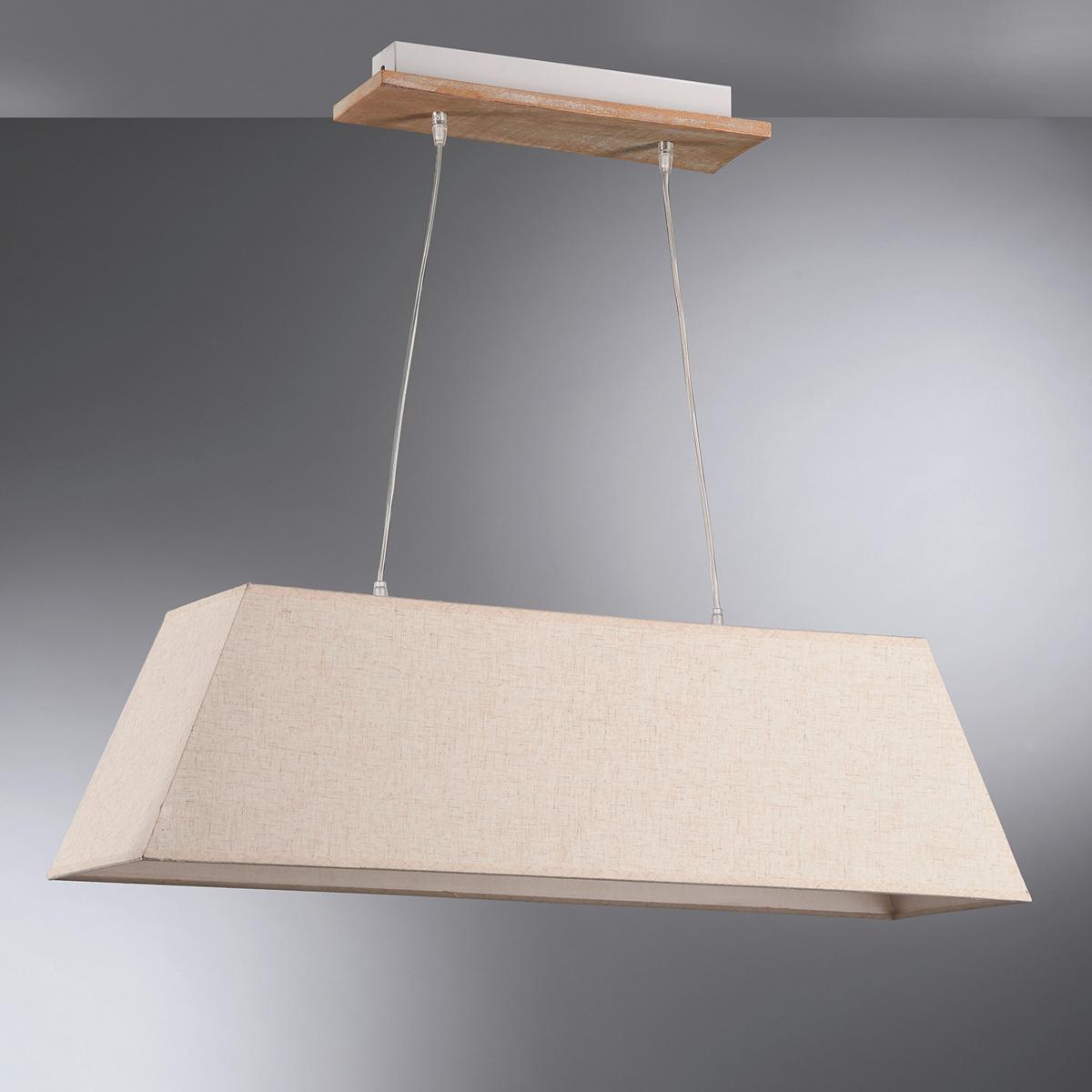 Hängeleuchte 4849/S - Beige/Weiß, Natur, Holz/Textil (90/25/110cm)