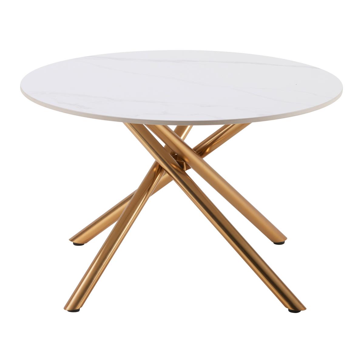Konferenčný stolík MARBELLA 70 - zlatá/biela, Modern, kov/keramika (70/70/44cm) - Mömax
