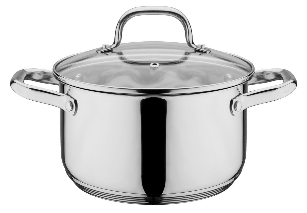 Kochtopfset Trentino Edelstahl, Rostfrei, 5-Teilig - Klar/Edelstahlfarben, Basics, Glas/Metall - GSW