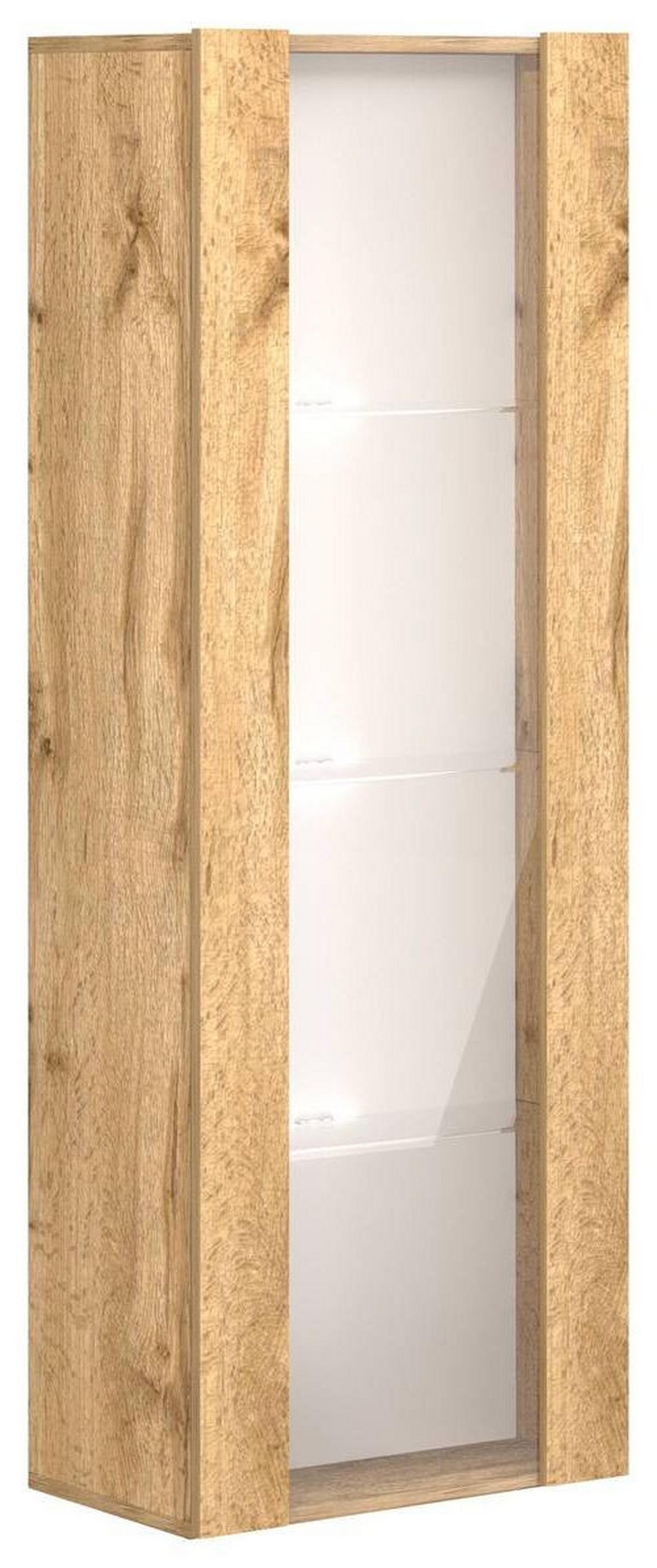 Hängevitrine Wandvitirine Vivien 09 Led - Eiche Wotan, Design, Glas/Holzwerkstoff (40/140/30cm) - Livetastic