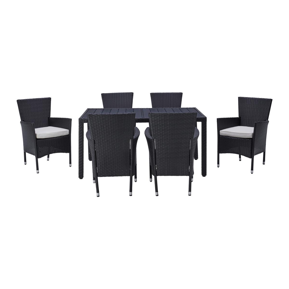 Kerti Bútorszett Mailand - fekete/krém, Modern, műanyag/textil (150/75/90cm) - Beldano