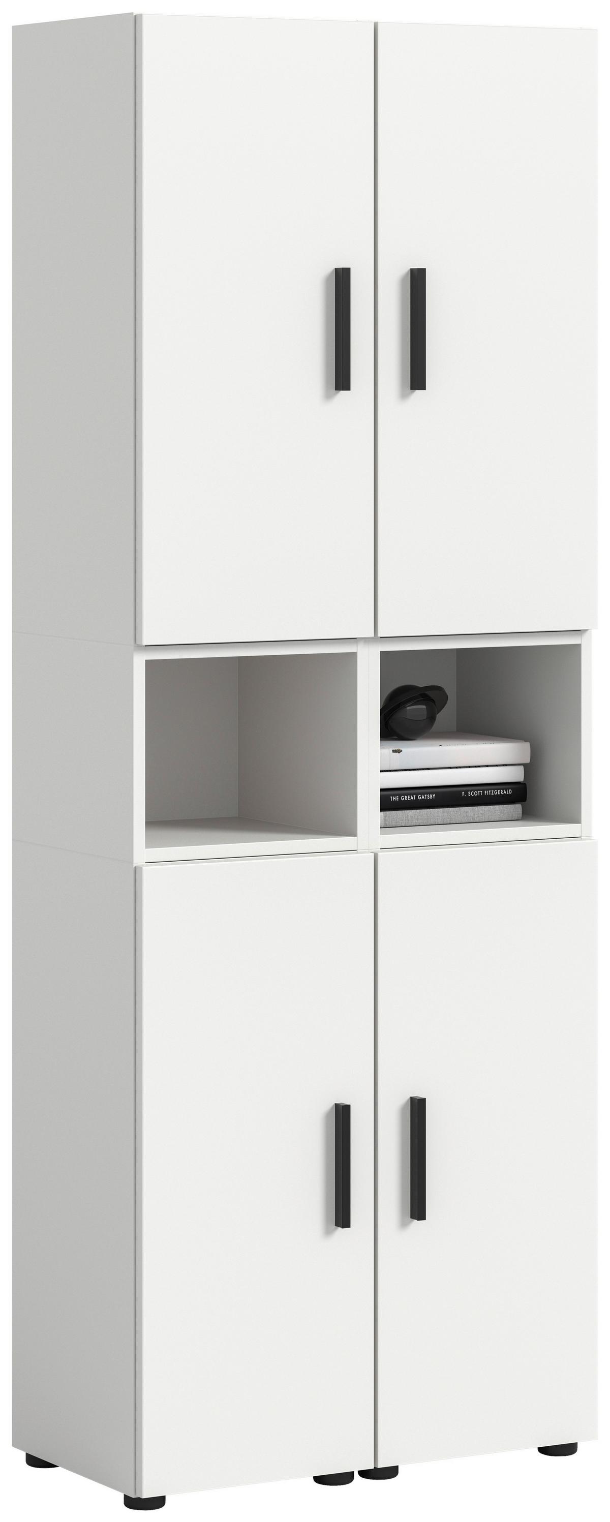 Wohnwand, The ONE 9, B: 65 cm Weiss - Schwarz/Weiß, Trend, Holzwerkstoff (65/178/34cm)