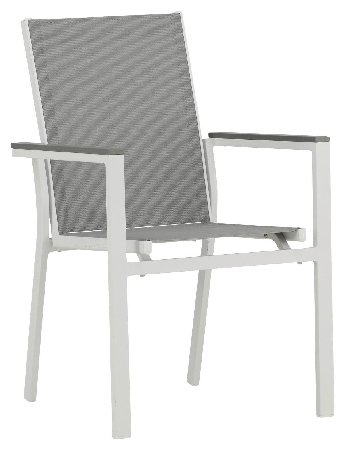 Gartensessel-set 2-tlg. Parma Metall/textil - Weiß/Grau, KONVENTIONELL, Textil/Metall (57/90/60cm) - Gardenson