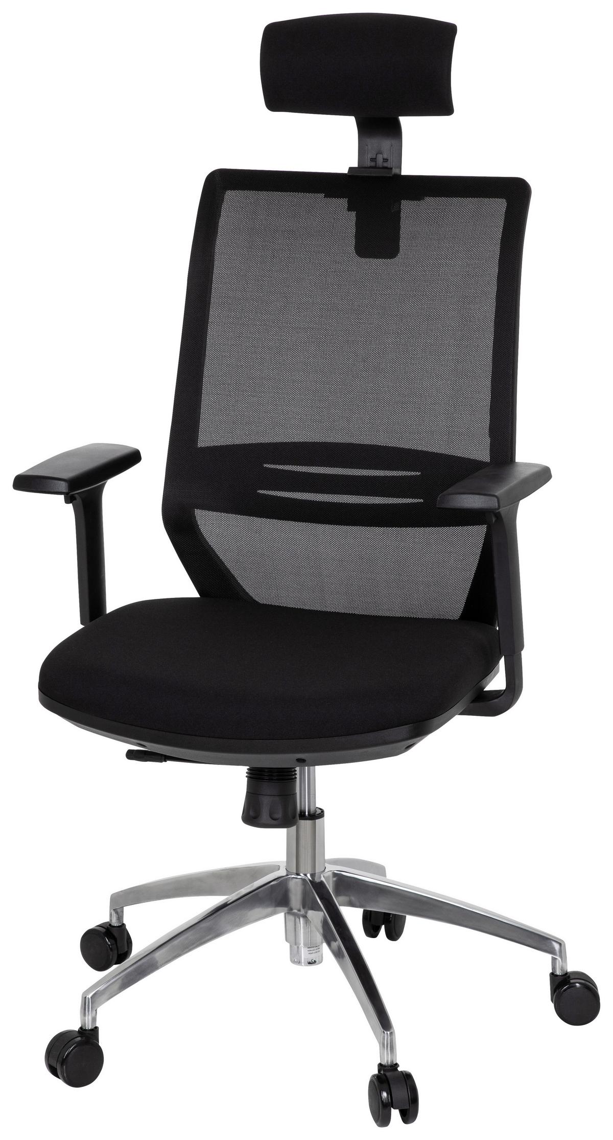 Drehstuhl Profondo Pro Armstützen Schwarz Bis 120kg - Chromfarben/Schwarz, MODERN, Kunststoff/Textil (61/138/60cm) - MID.YOU