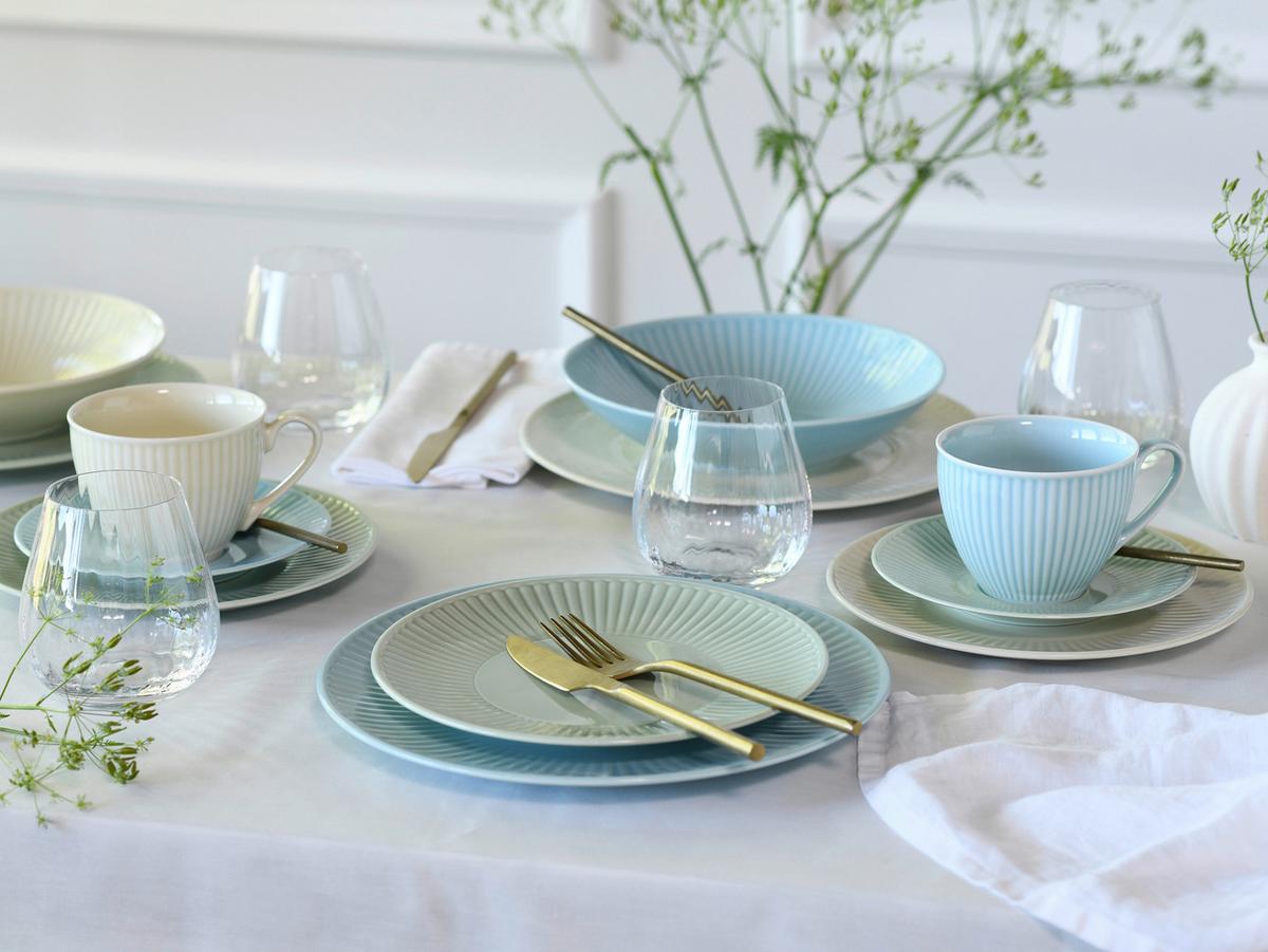 Kaffeeservice Valencia,18 -Teilig. Creme,pastellgrün,pastellblau - Pastellblau/Pastellgrün, Basics, Keramik - Creatable