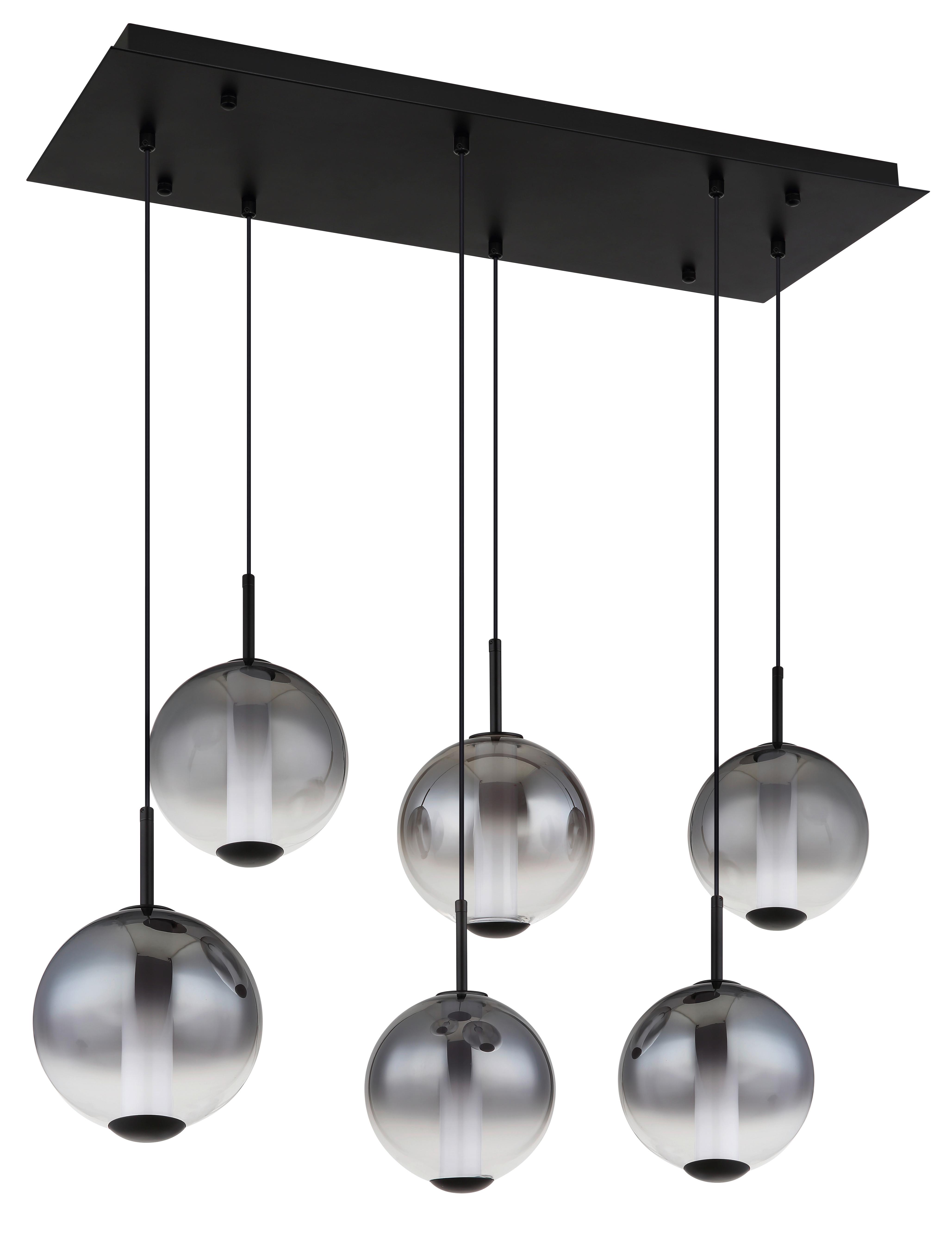 Hängeleuchte Lacy Rauchglas ca, 100x49x120 cm - Schwarz/Weiß, KONVENTIONELL, Glas/Kunststoff (100/49/120cm) - Globo