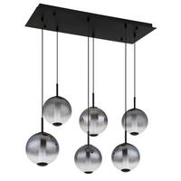 Hängeleuchte Lacy Rauchglas ca, 100x49x120 cm - Schwarz/Weiß, KONVENTIONELL, Glas/Kunststoff (100/49/120cm) - Globo