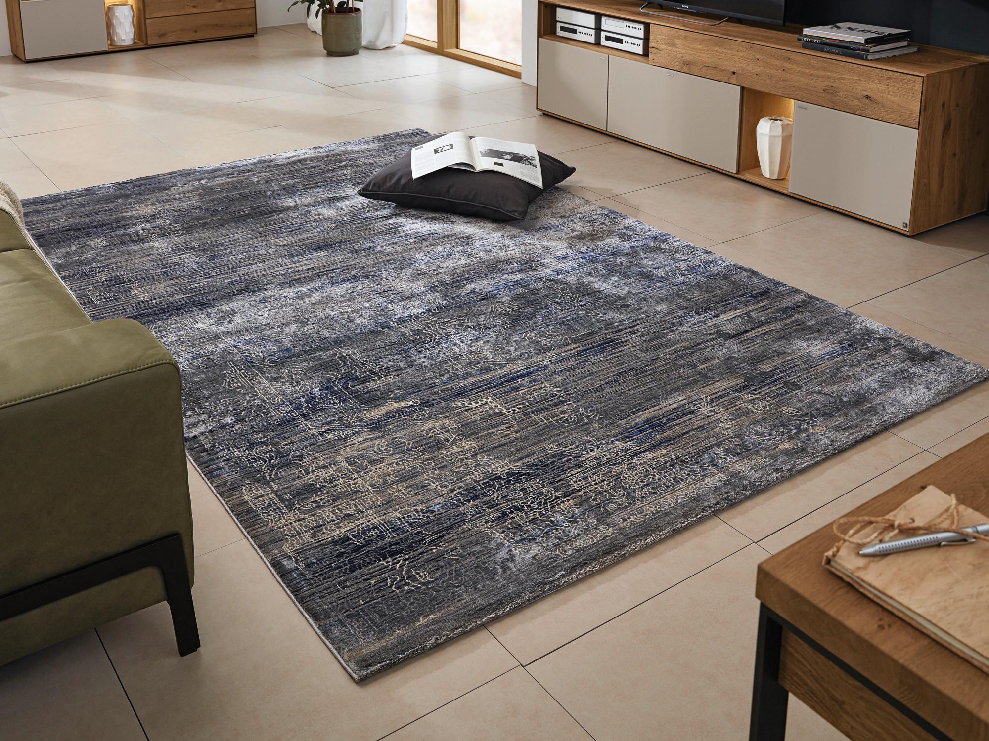 Webteppich Blau/Creme Wave Kontura 70x140 cm - Blau/Creme, Design, Textil (70/140cm) - Musterring