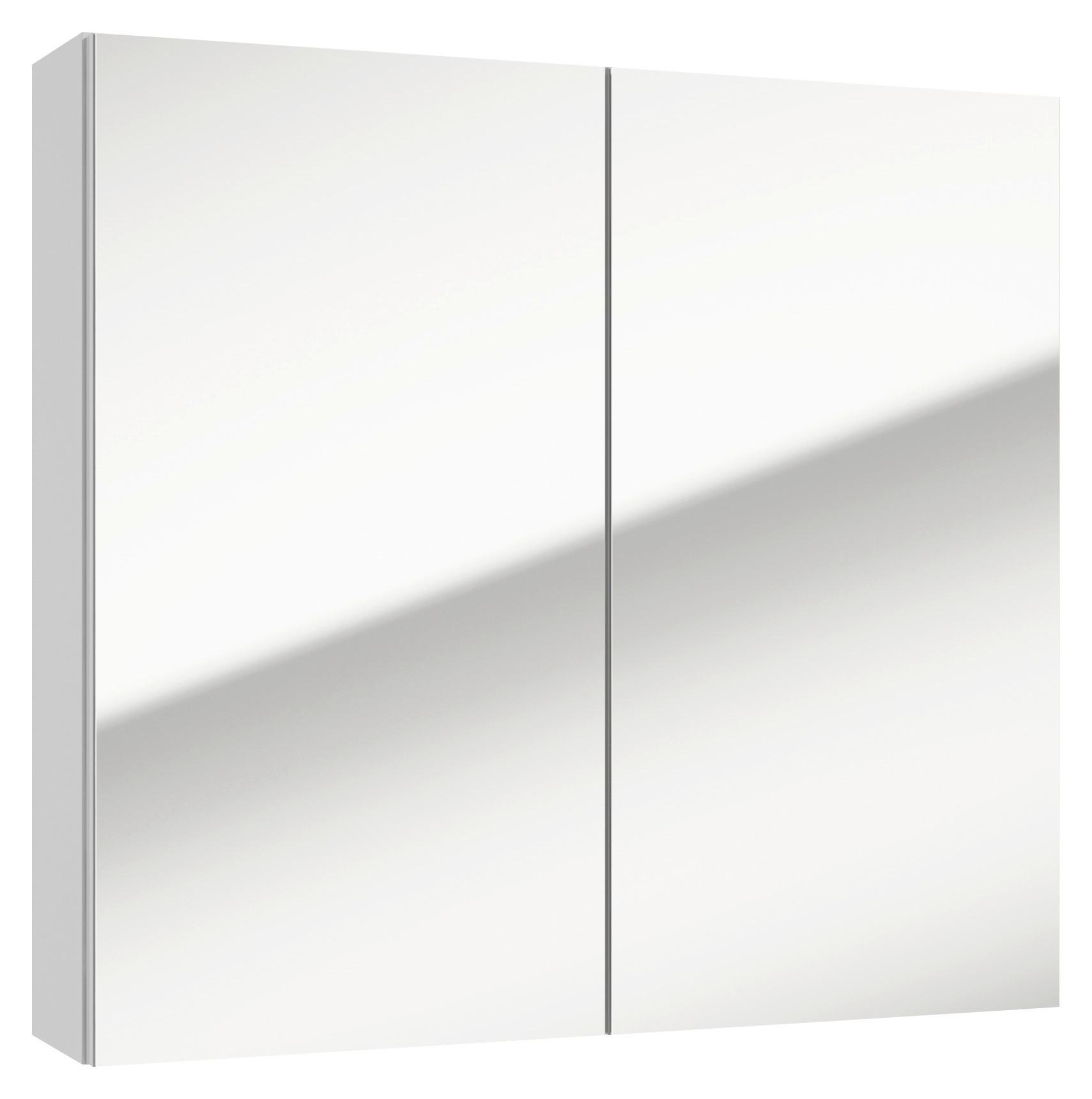 Spiegelschrank Locca 2 Türen, BxHxT: 65x60x15 cm Weiß - Weiß, Basics, Glas/Holzwerkstoff (65/60/15cm) - MID.YOU