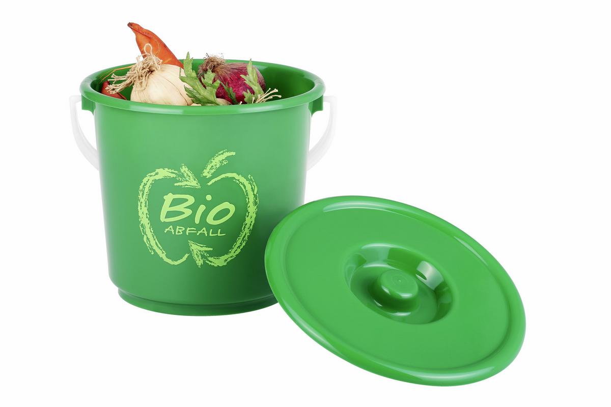 Szemetesvödör 2,7 Liter - fehér/zöld, Konventionell, műanyag (18/17cm)