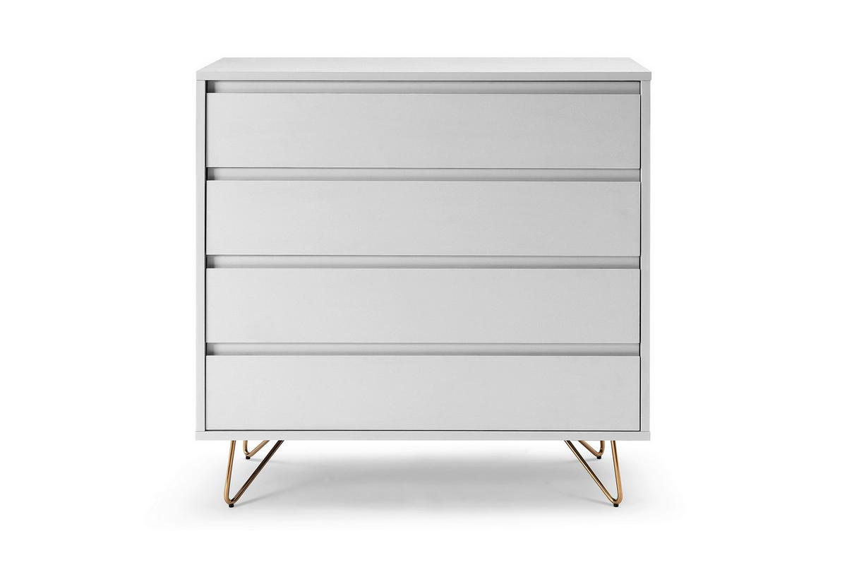 Kommode Weiß B: 90cm - Messingfarben/Weiß, Design, Holzwerkstoff (90/90/40cm) - Livetastic