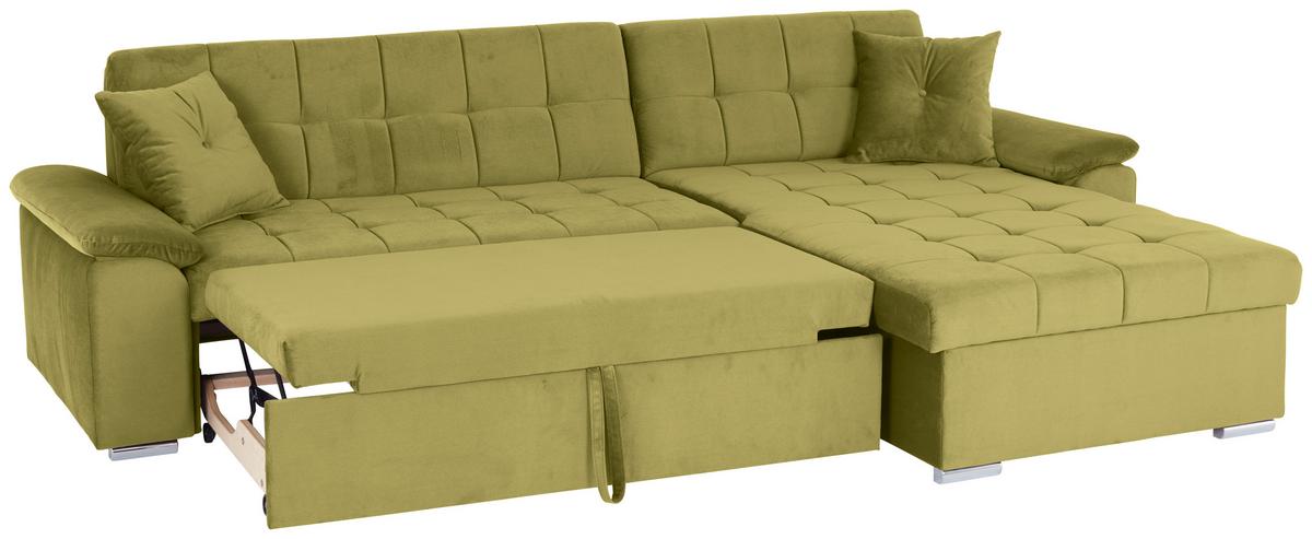 Ecksofa mit Schlaffunktion Keaton + Bettkasten, Senfgelb - Gelb, Basics, Textil (263/169cm) - Livetastic