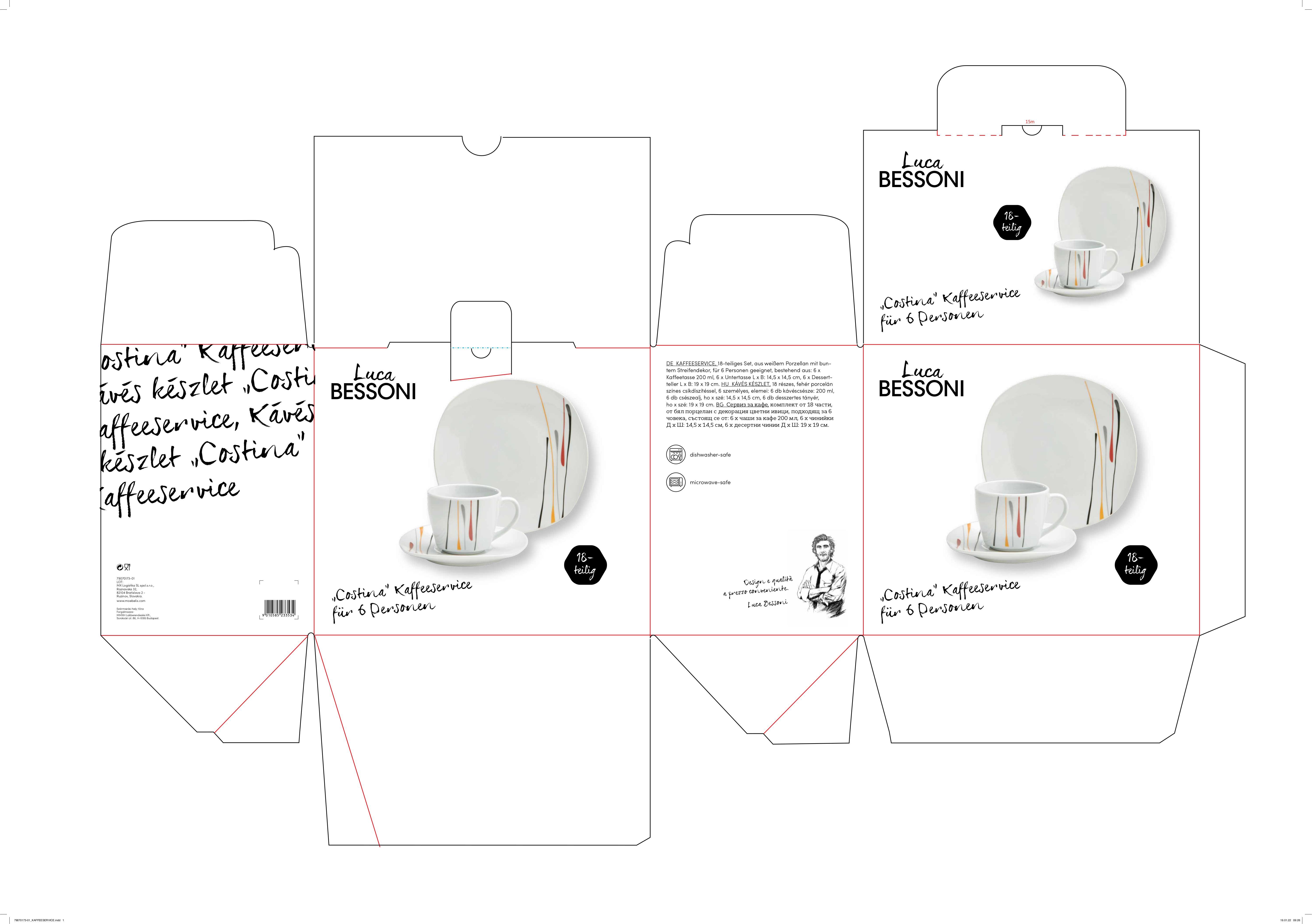 Kaffeeservice Costina Keramik Für 6 Personen, Geschirr Set - Weiß, MODERN, Keramik - Luca Bessoni