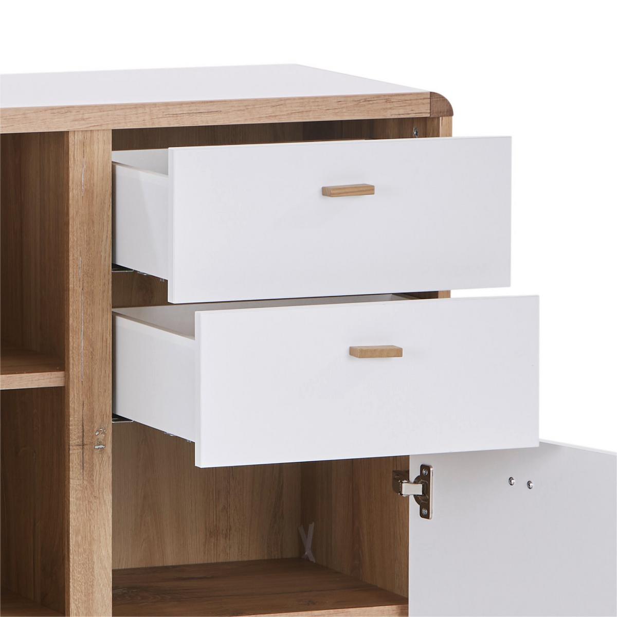 Kommode B: 86 Cm Ronda Weiß/eiche Dekor - Eichefarben/Weiß, MODERN, Holzwerkstoff (86/91/39cm)