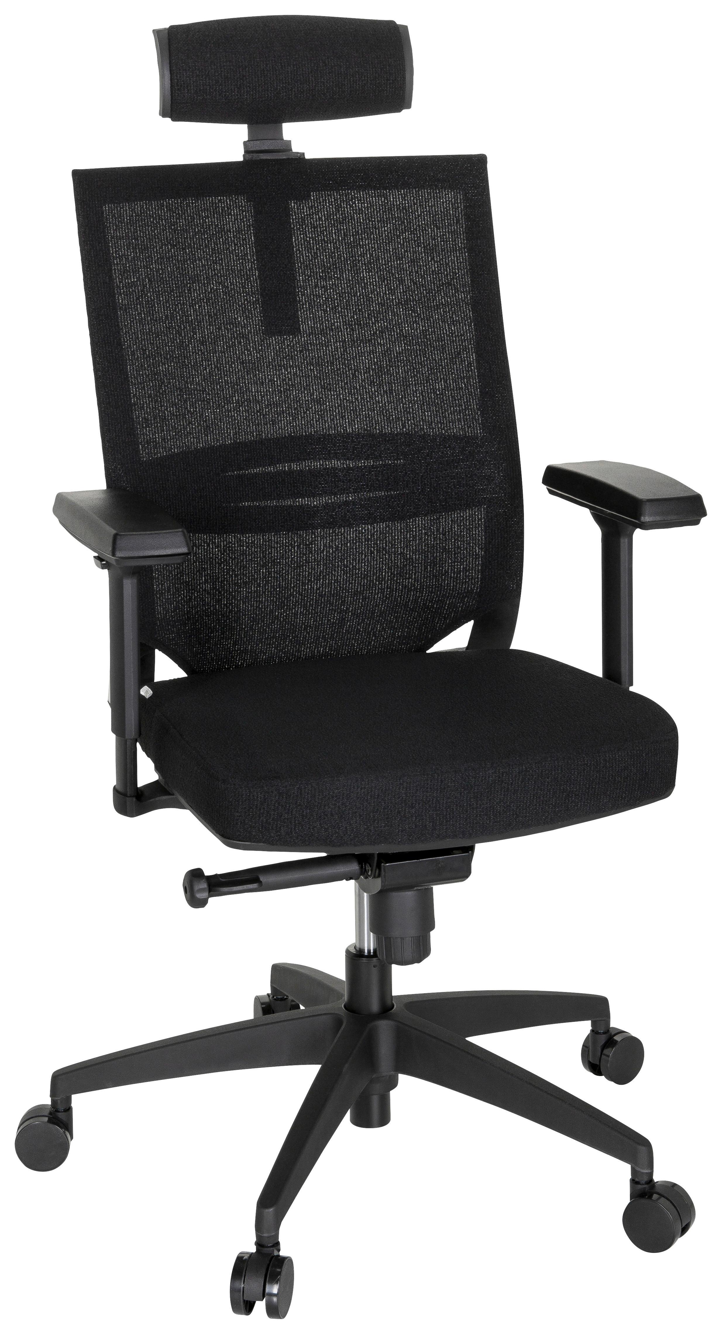 Drehstuhl Porto Max High I Schwarz - Schwarz, MODERN, Kunststoff/Textil (63/113/65cm) - MID.YOU