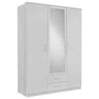 Drehtürenschrank Mit Spiegel + Laden 135cm Osaka, Weiß - Weiß, KONVENTIONELL, Glas/Holzwerkstoff (135/199,5/58cm) - MID.YOU