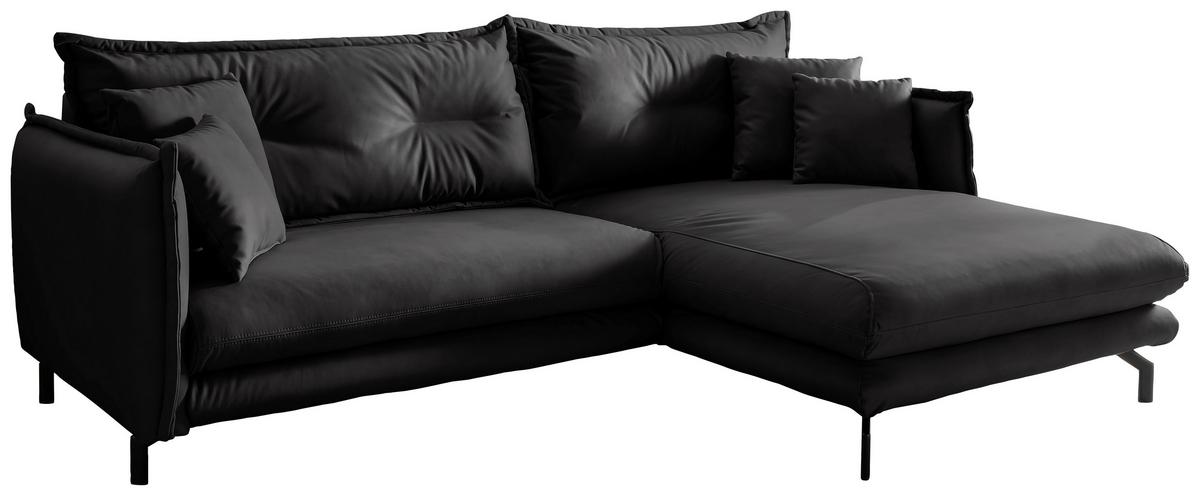 Ecksofa Lava Schwarz S: 255x180cm - Schwarz, MODERN, Textil (255/180cm) - Livetastic