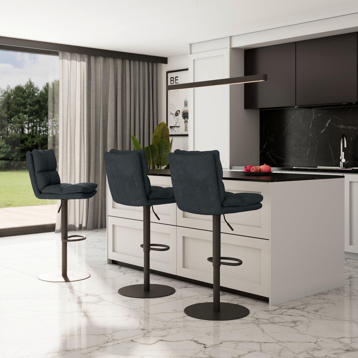Barová stolička Caja, čierna - čierna, Modern, kov/drevo (47/87-107/49cm) - Bessagi Home