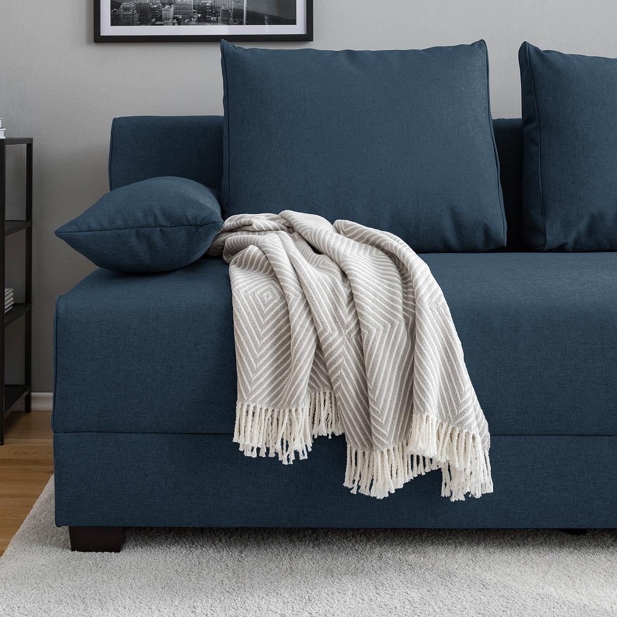 Schlafsofa Dingo, Dunkelblau B: 202 cm - Dunkelbraun/Dunkelblau, Design, Textil (202/85/110cm) - MID.YOU