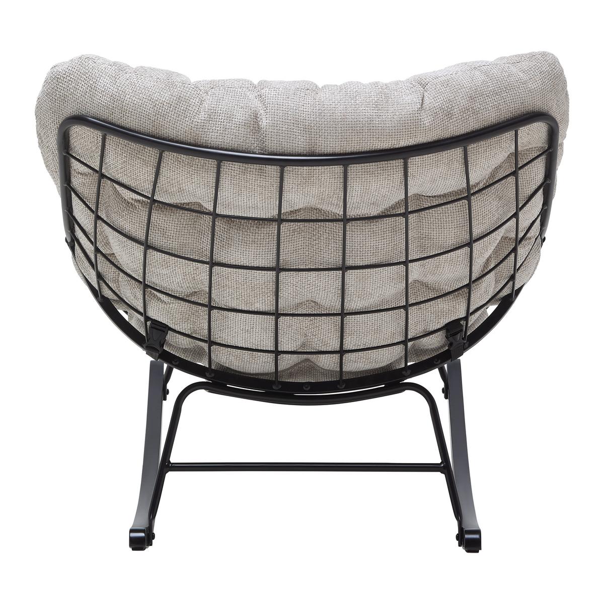 Houpací křeslo CLOUD, krémová žinylka, max. 140 kg - černá/krémová, Moderní, kov/dřevo (96/88/103cm) - Mömax