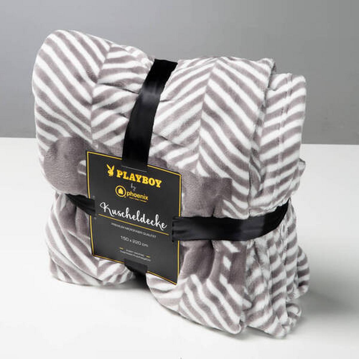 Kuscheldecke Jackie grau/ weiß 150x220 cm - Weiß/Grau, Basics, Textil (150/220cm) - Playboy
