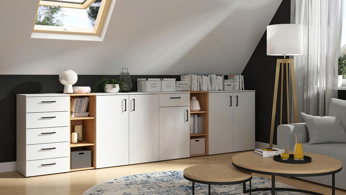 Komód Multistauraum - fehér, Modern, faalapú anyag (45/115/40cm) - Carryhome