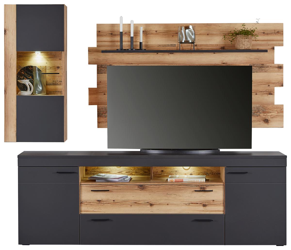 NÁSTĚNNÁ POLICE HENRY - Moderní, kompozitní dřevo (160/90/20,2cm)