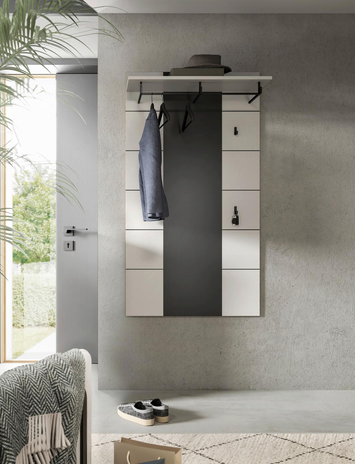 Garderobenpaneel Canu Grau/Weiß B: 80 cm - Weiß/Grau, Design, Holzwerkstoff (80/145/29cm) - Livetastic