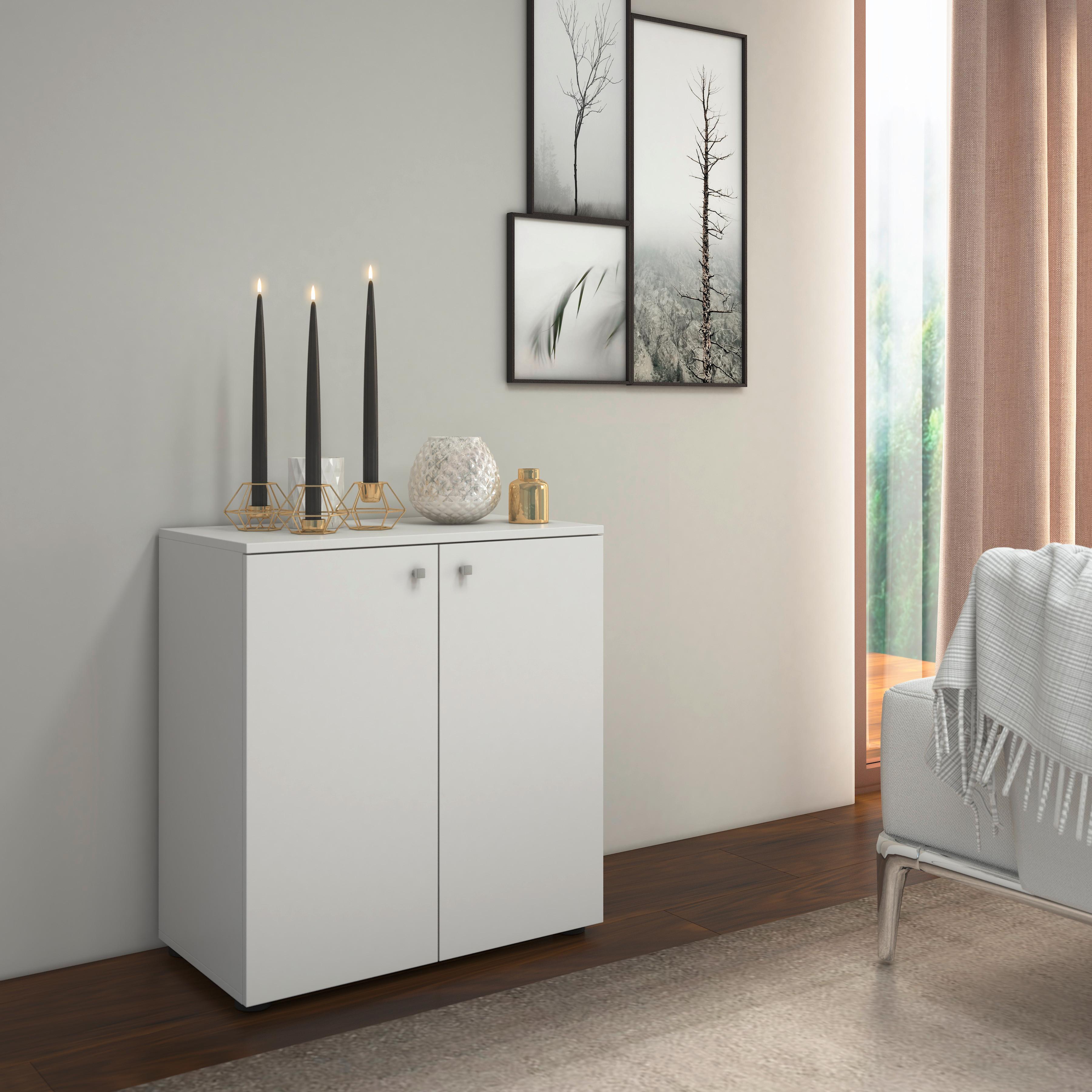 Dvoudveřová komoda Vandol Mini bílá - bílá/černá, Basics, kompozitní dřevo/plast (70/74/40cm) - Livetastic